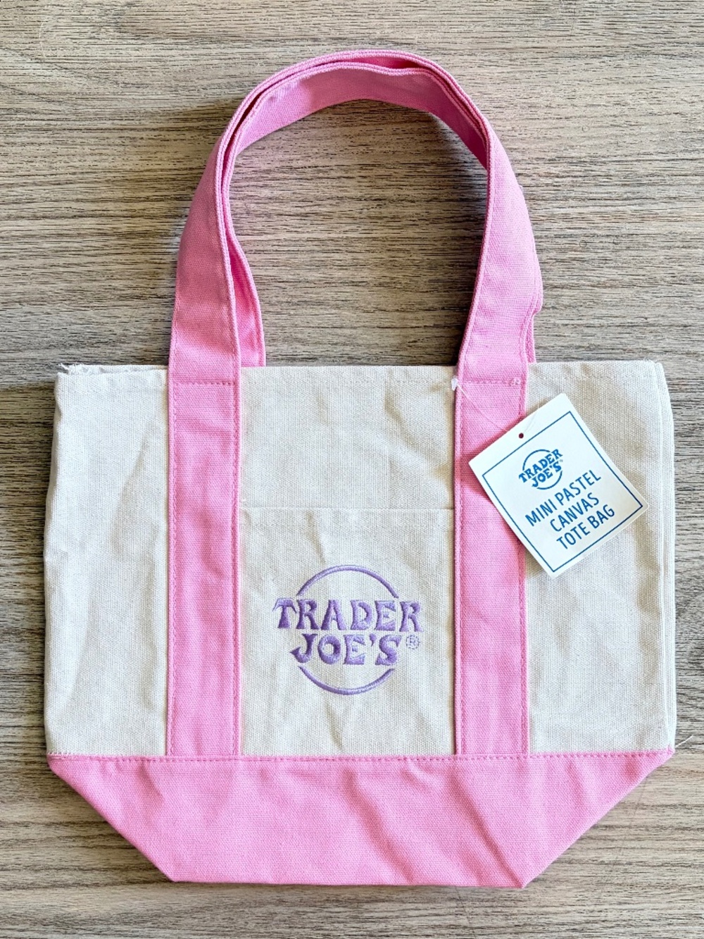 Trader Joe's Special Edition Mini Pastel Canvas Tote Bag 2026 PINK